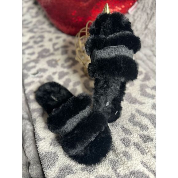 Michael kors faux fur sandals/slippers slides sz 10 - Picture 5 of 6